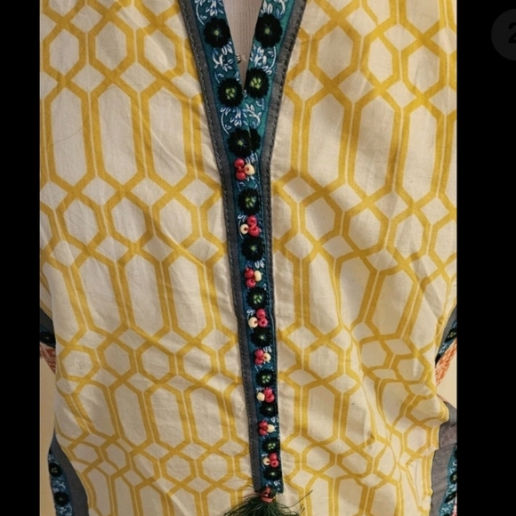 New W Tags Khaadi Pullover Tunic Top Kurta Batik Pattern Multicolor Dress Wmn 12 - Picture 2 of 7